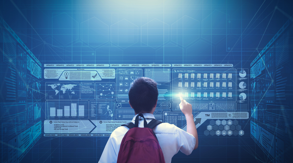 Male,School,Boy,Student,Using,Virtual,Screen,Hologram,Technology. Male,School,Boy,Student,Using,Virtual,Screen,Hologram,Technology. obeikan